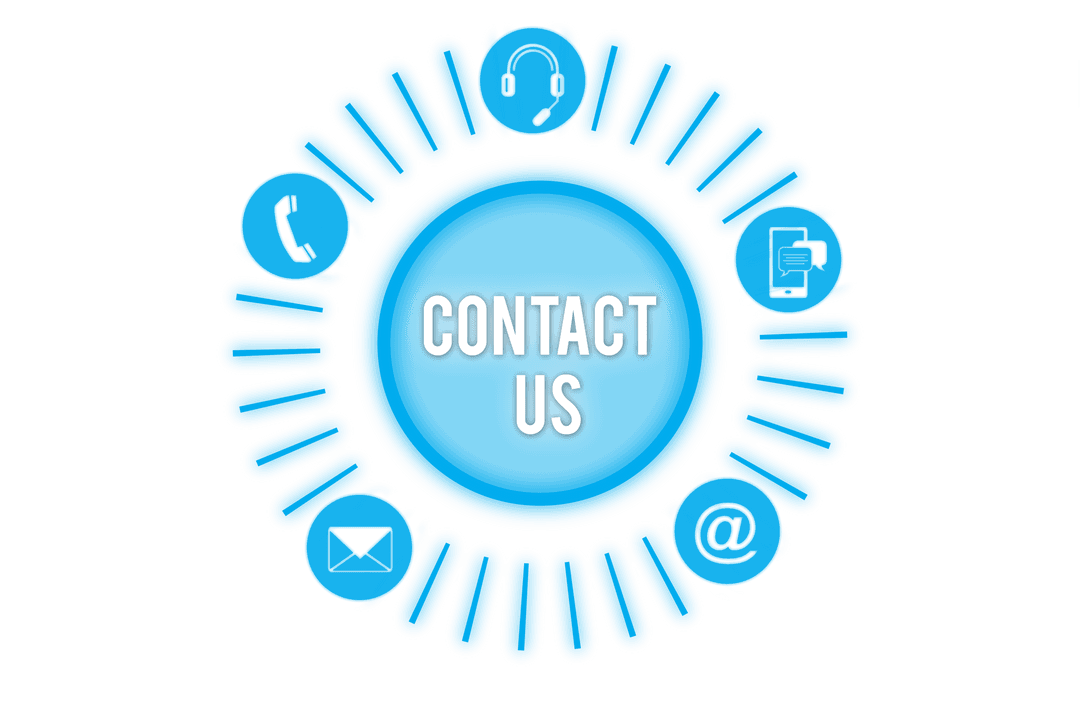 Contact Us Icon with Blue Circular Transparent Background