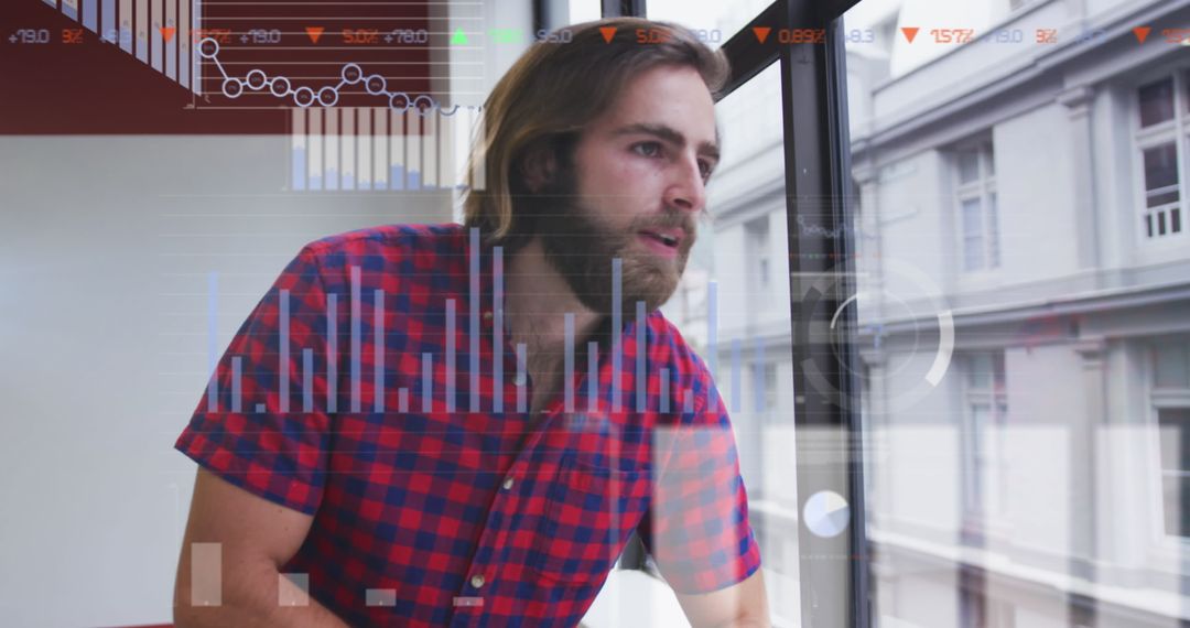 Caucasian Businessman Analyzing Financial Data Projections