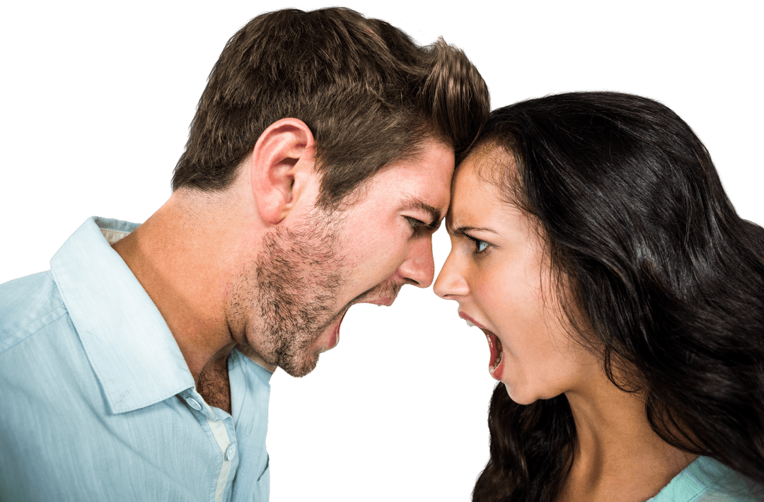 Transparent Emotional Conflict: Couple in Heated Argument