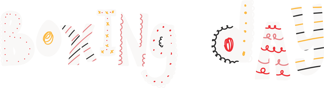 Boxing Day Celebratory Text in Artistic Style with Transparent Background