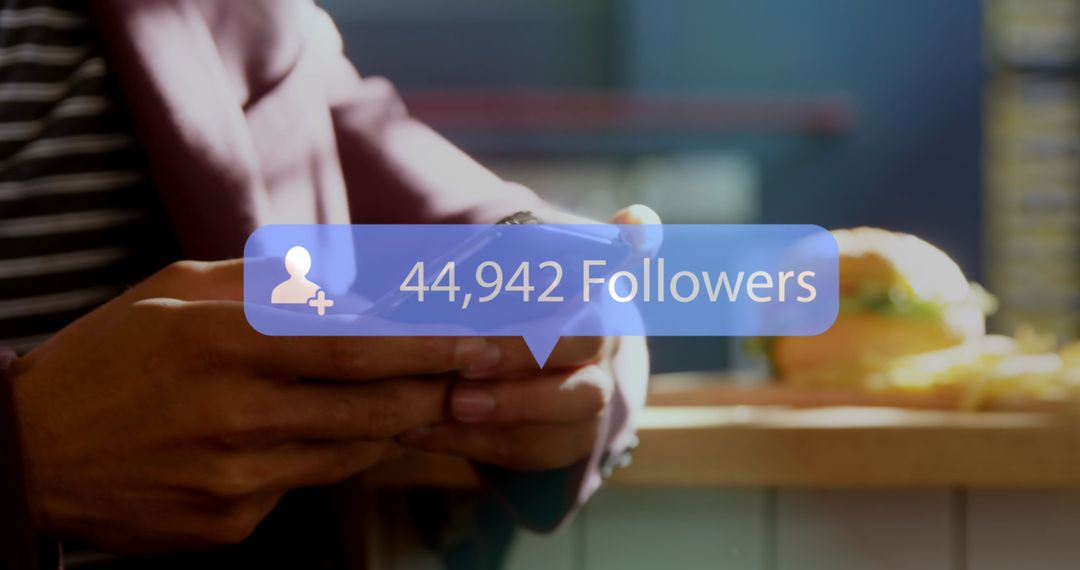 Social Media Fame Concept with Follower Notification in Cafe