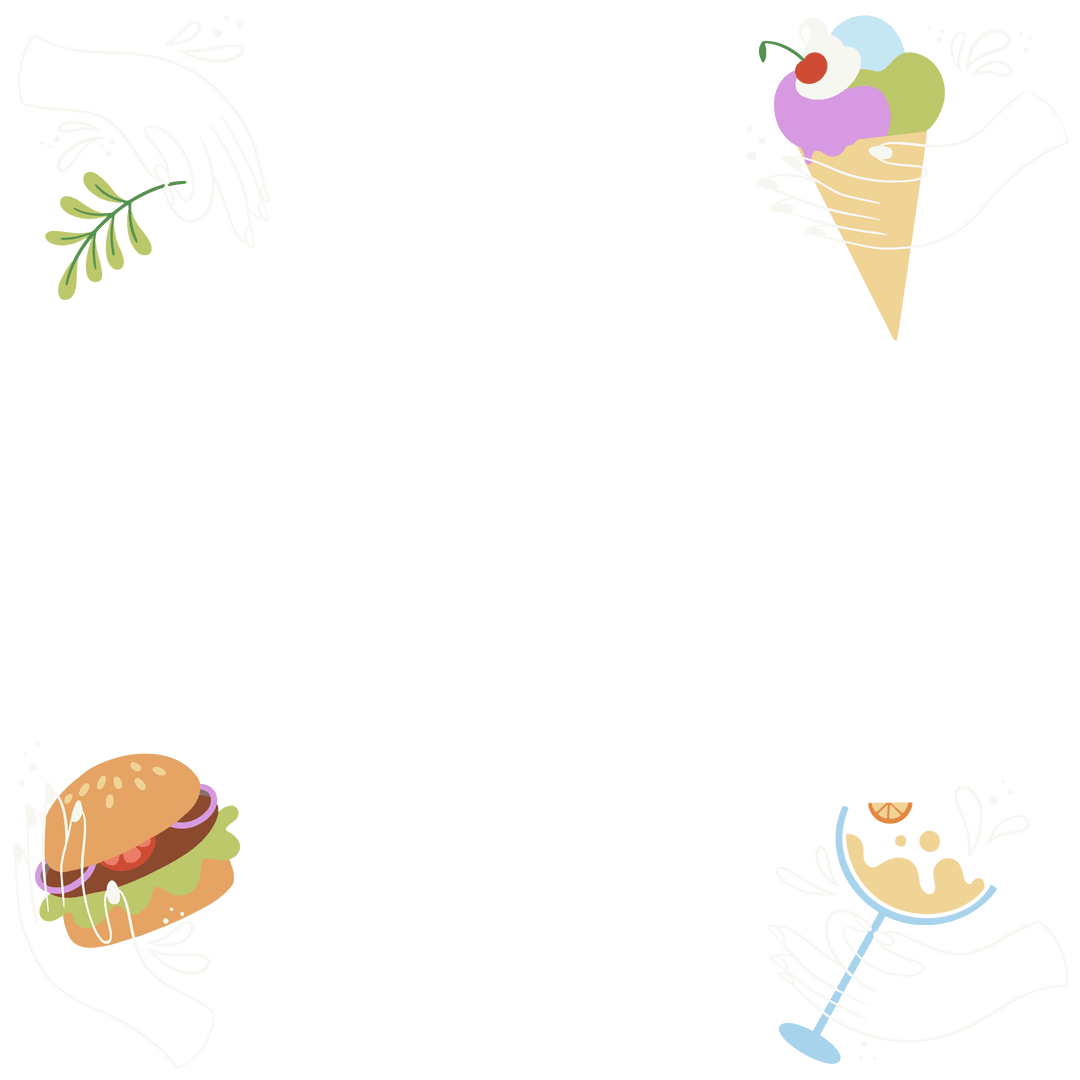 Transparent Artistic Hands Holding Food and Drink Symbol Set