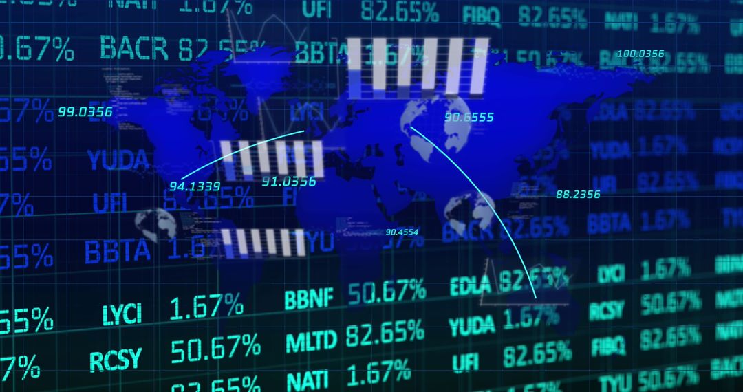 Digital Financial Data Connections on Global Map