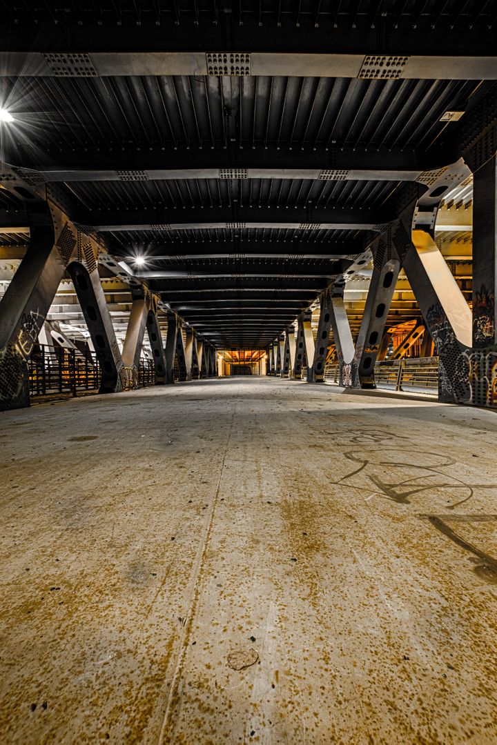 Rustic Industrial Bridge Interior with Steel Support Beams - Free Images, Stock Photos and Pictures on Pikwizard.com