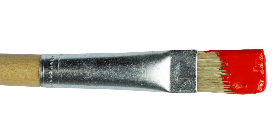 Realistic Paintbrush With Red Tip On Transparent Background