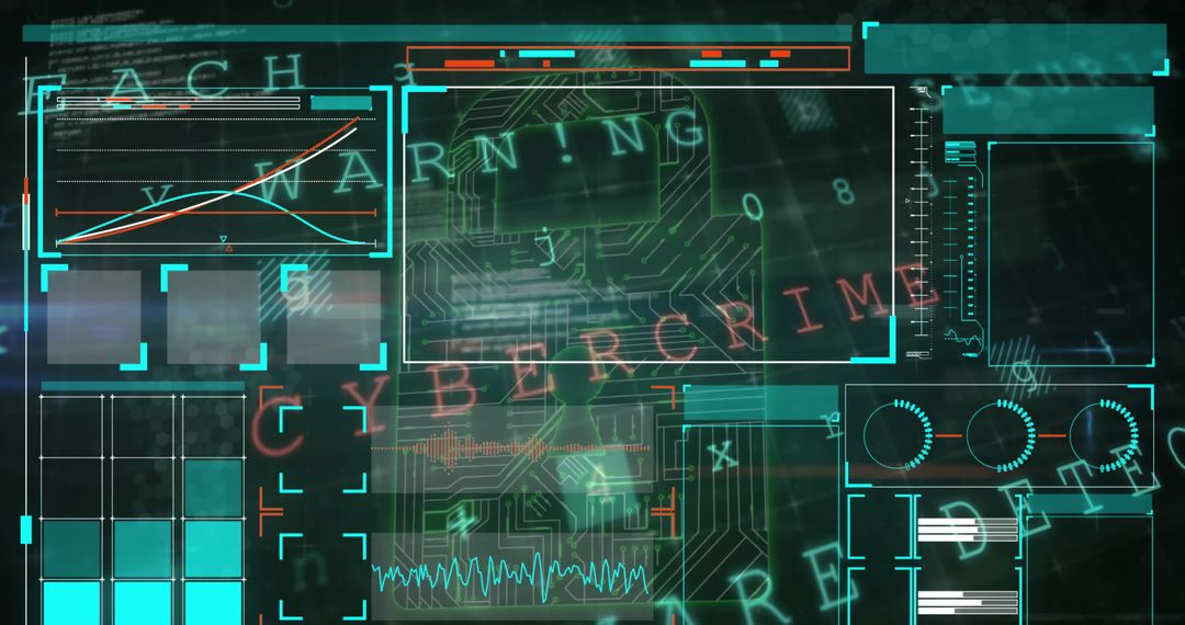 Digital Interface Highlights Cybersecurity and Data Encryption