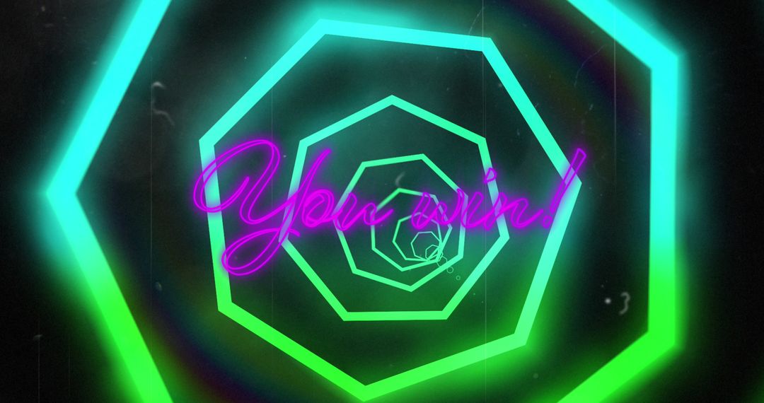 You Win Neon Hexagon Celebration Background