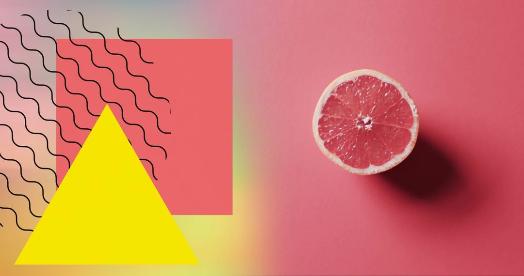 Vibrant Grapefruit with Abstract Geometric Shapes