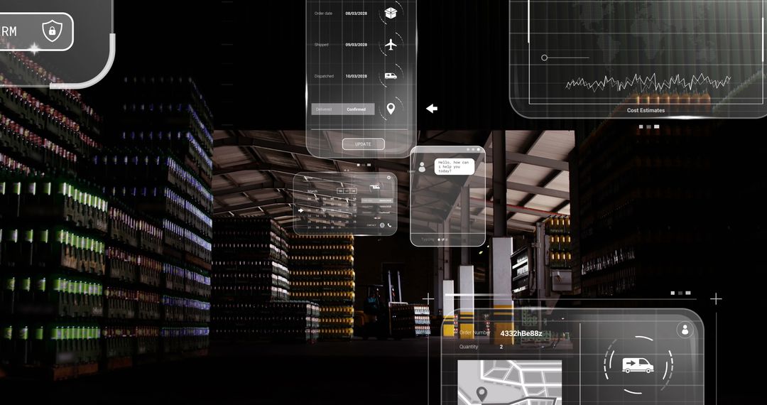 Futuristic Warehousing with AI and Real-time Data Visuals