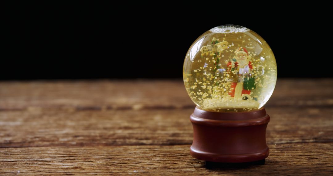 Christmas Snow Globe with Santa Claus Figurine on Wooden Surface - Free Images, Stock Photos and Pictures on Pikwizard.com