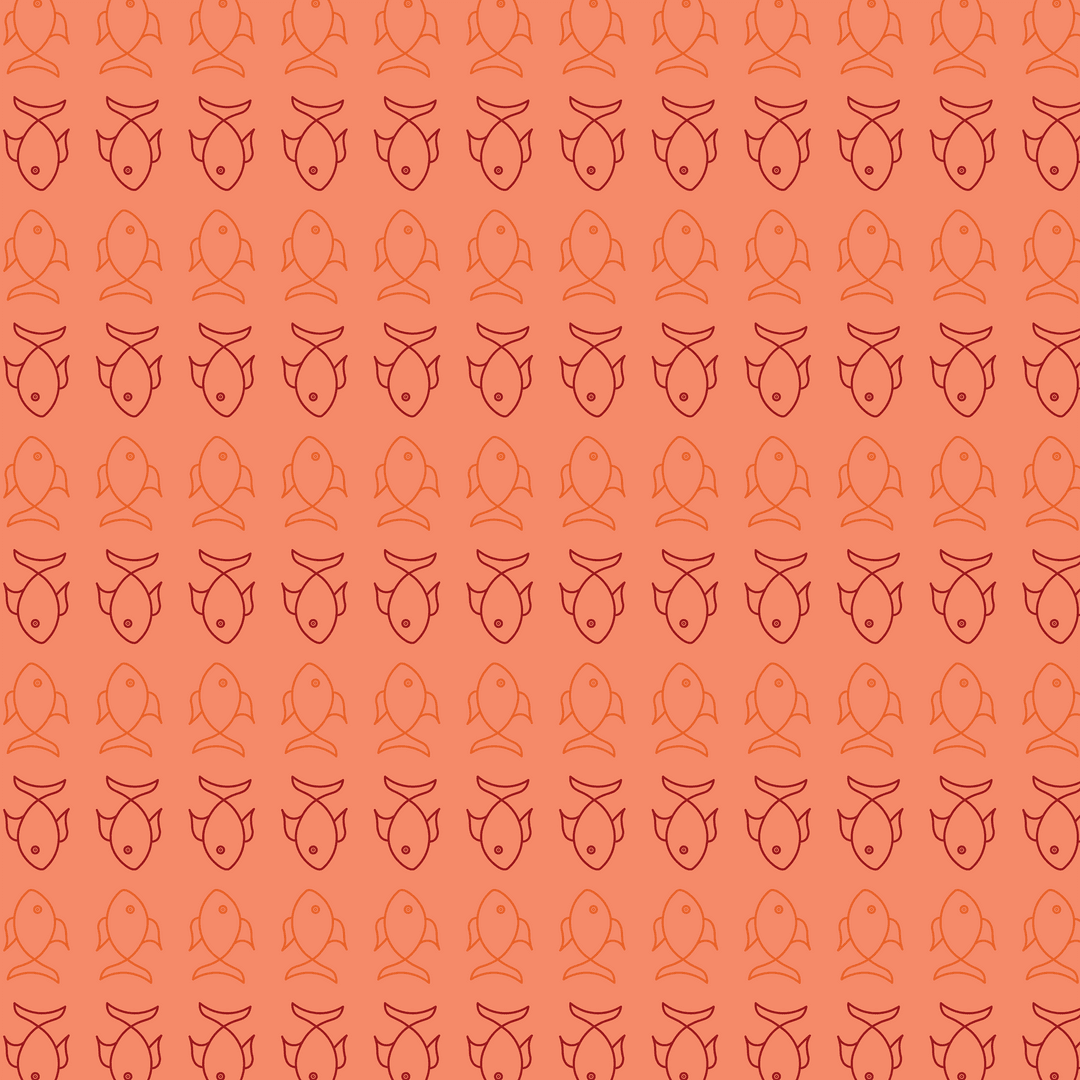 Red Fish Pattern on Orange for Transparent Illustration Use