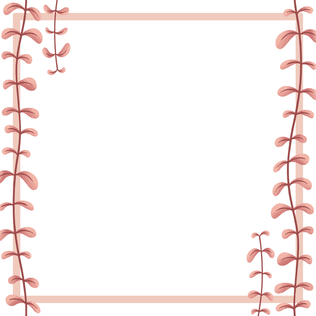 Elegant Transparent Botanical Frame with Pink Foliage Design