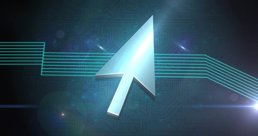 Futuristic 3D Cursor in Digital Interface Background