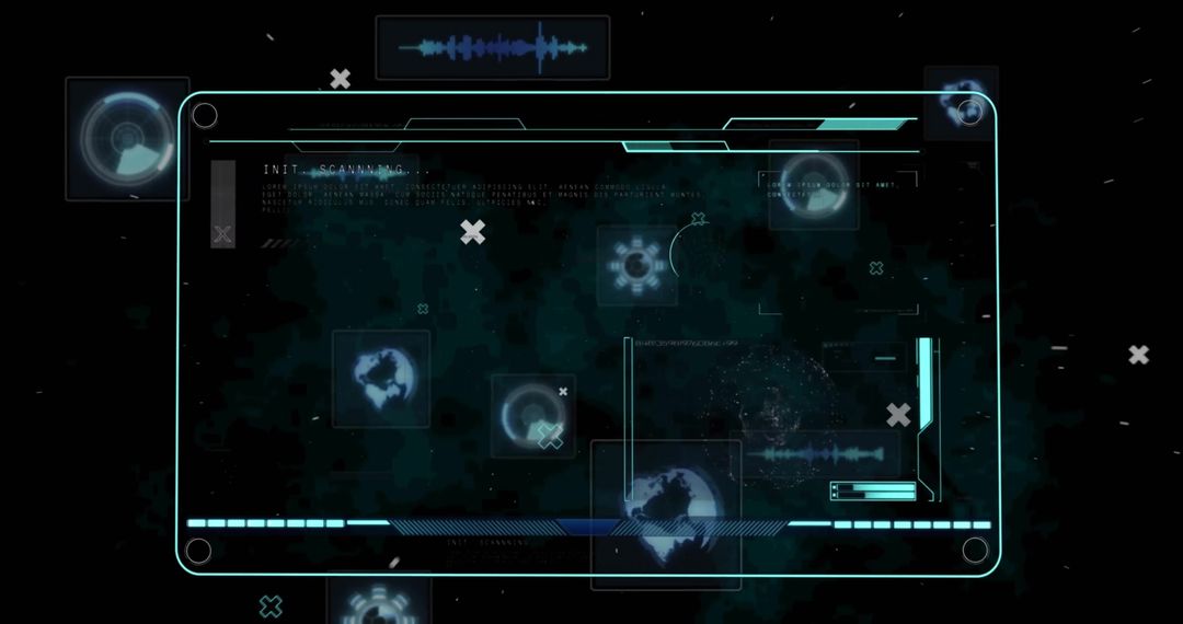 Futuristic Interface Display with Data Nodes and Connections
