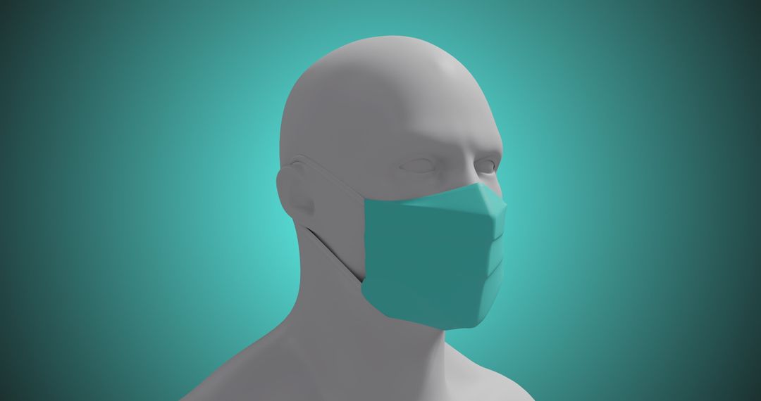 3D Human Model Wearing Face Mask on Blue Abstract Background - Free Images, Stock Photos and Pictures on Pikwizard.com