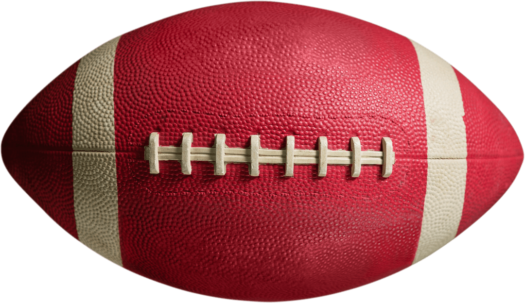 Close-Up of Red American Football on Transparent Background