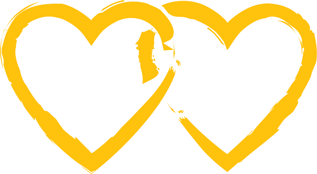 Yellow Heart Duo on Transparent Background for Love Themes