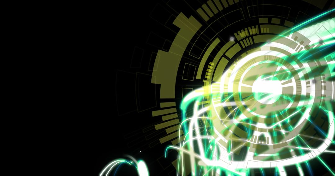 Abstract Digital Light Waves and Circles Symbolizing Modern Technology