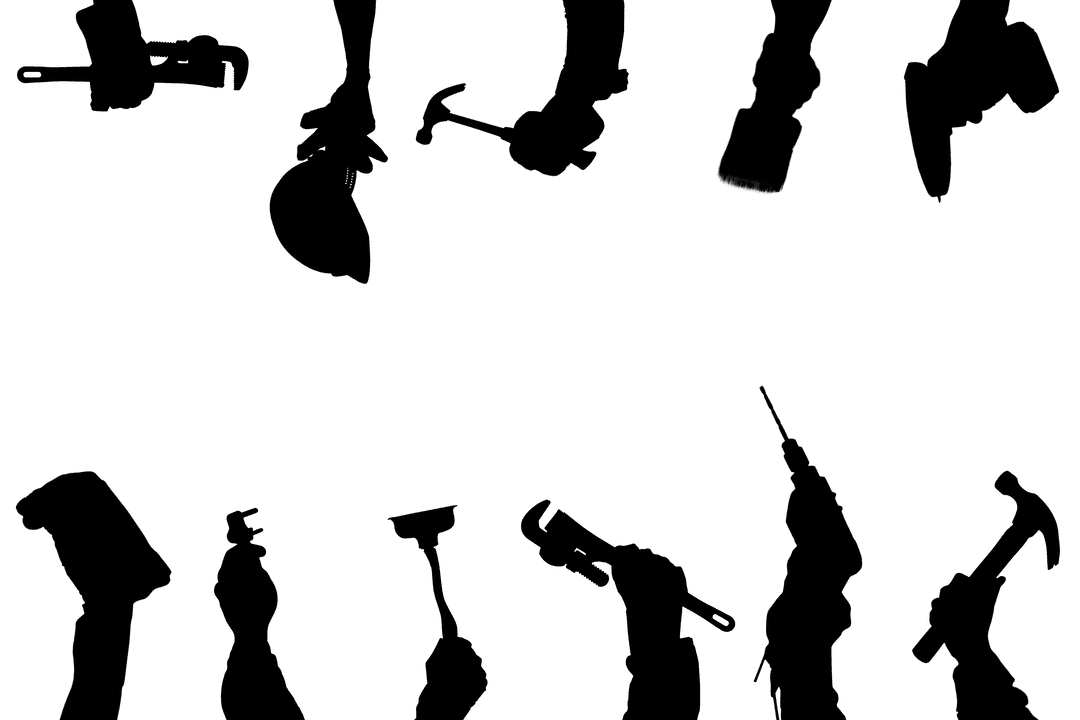 Handyman Tools Silhouettes on Transparent Background