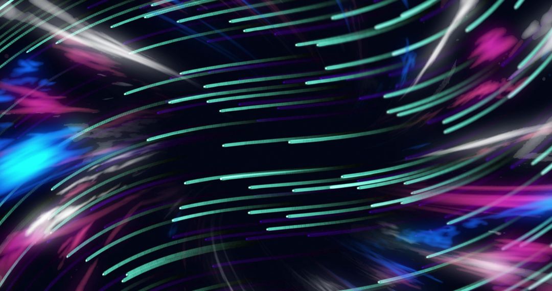 Dynamic Neon Lights on Dark Background Illustrating Motion