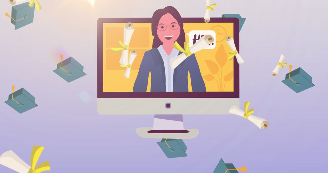 Digital Learning Concept with Educational Icons Animation