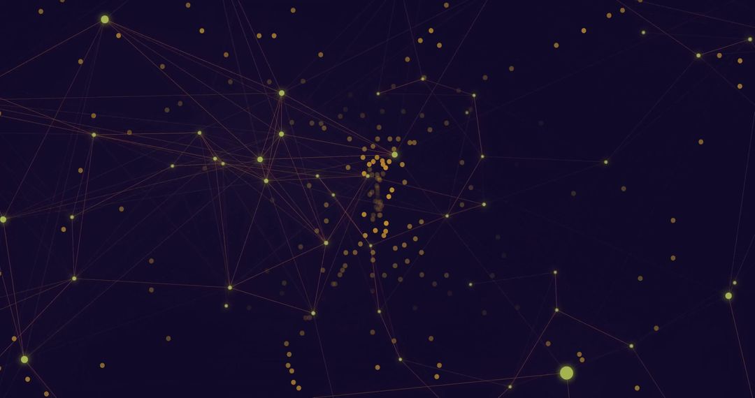 Abstract Digital Network with Glowing Connections Over Dark Background