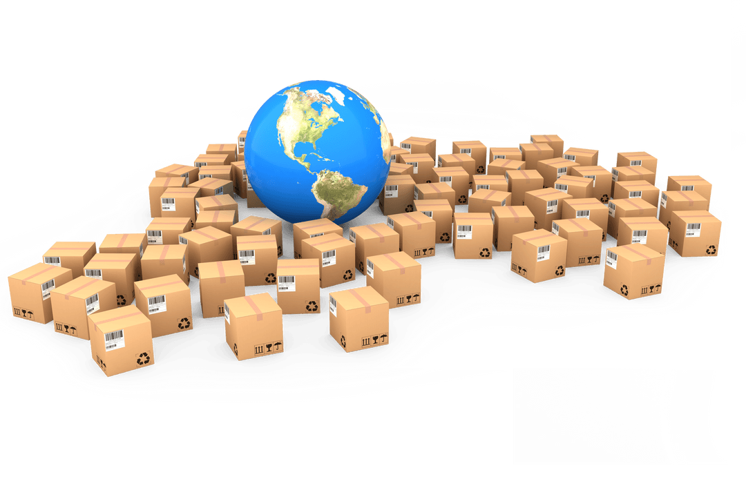 Digital Globe with Boxes on Transparent Background, Global Delivery Concept - Download Free Stock Images Pikwizard.com