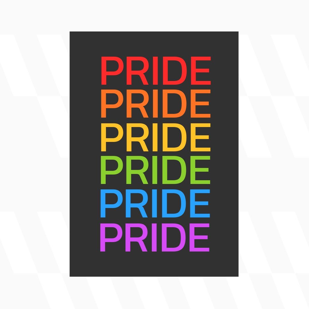 Illustrative image of multicolored pride text on black rectangle and white background, copy space - Download Free Stock Templates Pikwizard.com