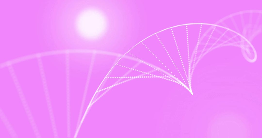 Abstract DNA Strand on Pink Background with Light Spots