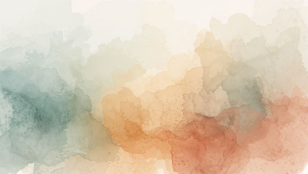 Abstract Watercolor Layers in Teal and Rust on Textured Canvas