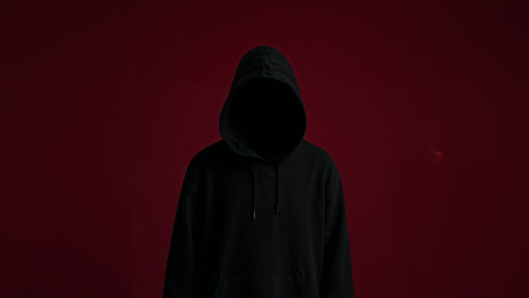 Mysterious hooded assassin figure in dark minimalism
