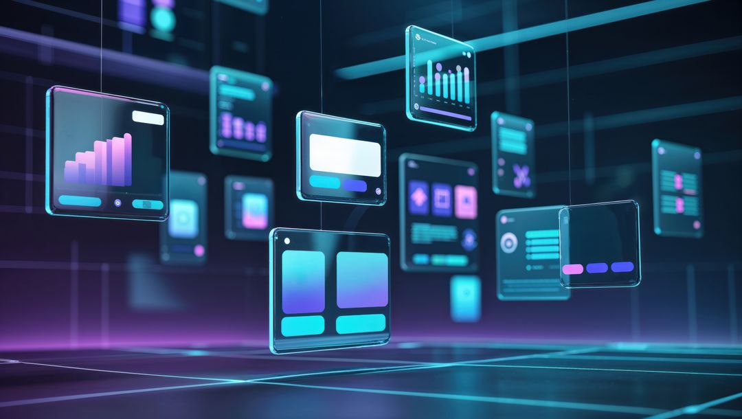 Holographic Neon Interface with Interactive Charts in Futuristic Digital Space