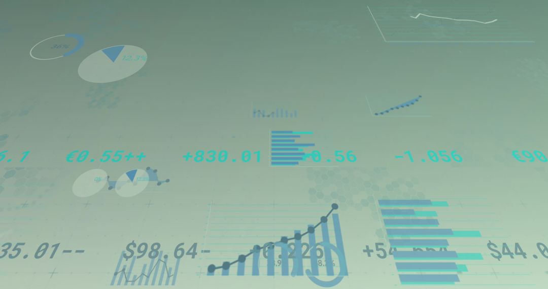Financial Data and Graphs over Green Background for Business
