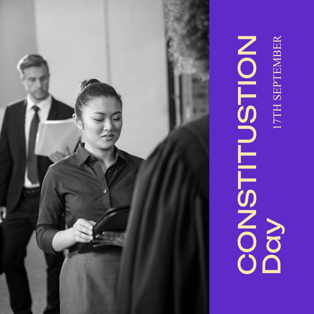 Diverse Attorneys Commemorating Constitution Day in Professional Setting