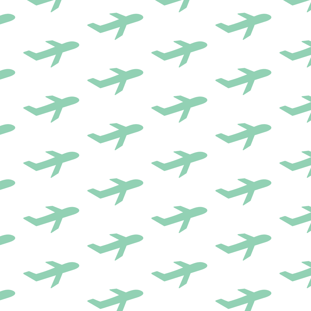 Seamless Pattern of Green Planes with Transparent Background