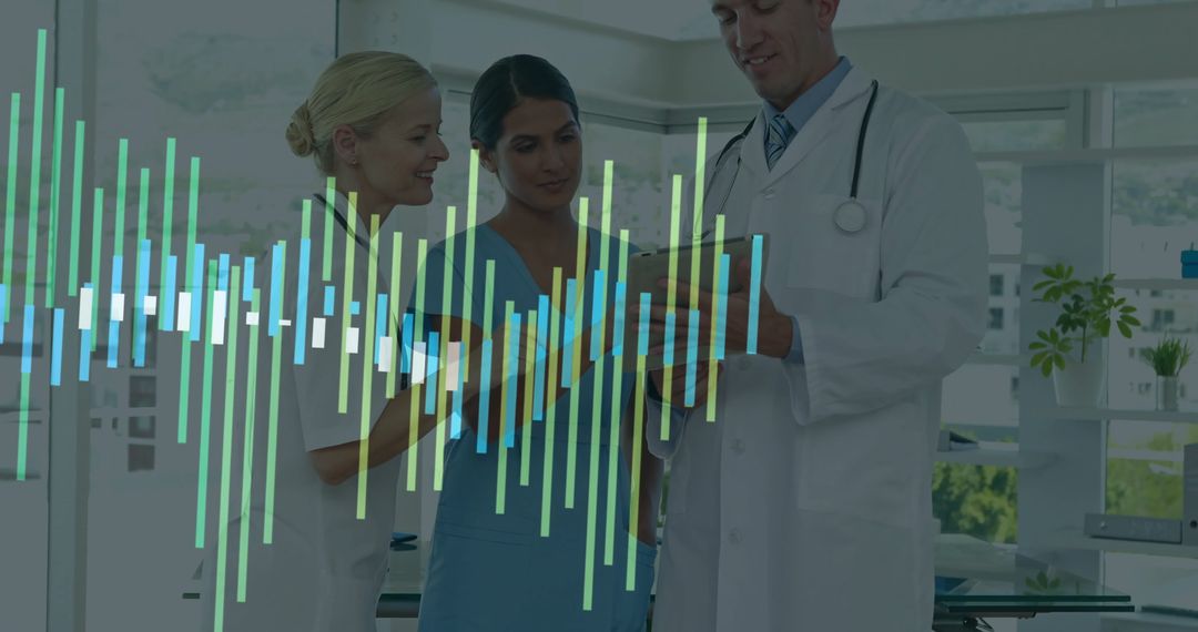Healthcare Professionals Analyzing Data on Digital Tablet