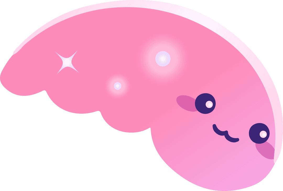 Transparent Pink Kawaii Moon Character with Sparkles