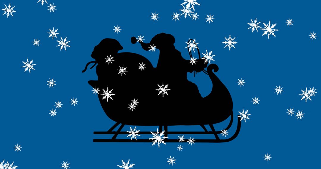 Santa in Sleigh with Snowflakes on Blue Background - Free Images, Stock Photos and Pictures on Pikwizard.com