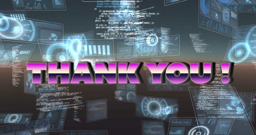 Thank You Design with Digital Interface and Data Visualizations
