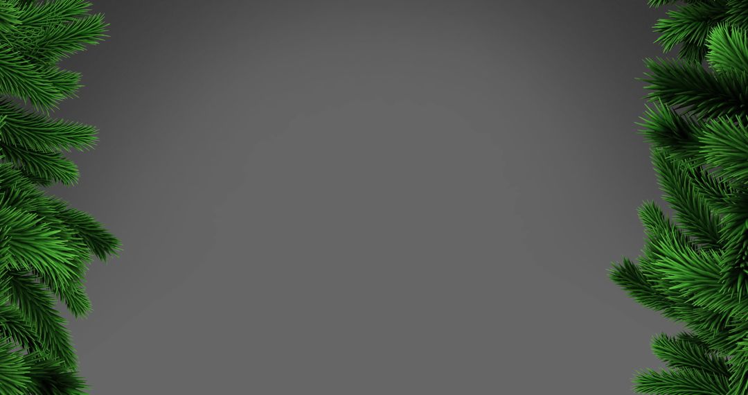 Christmas Tree Branches with Grey Background and Copy Space