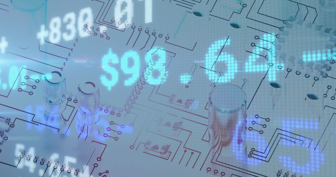 Abstract Stock Market Data on Circuit Board Background