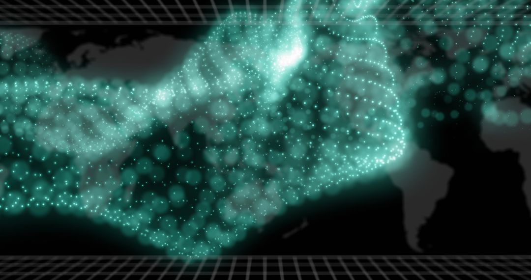 Futuristic AI Data Flow Over World Map in Digital Interface Illustration