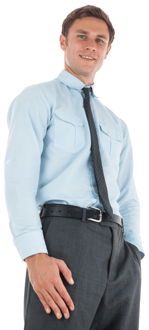 Smiling Businessman with Handsome Pose on Transparent Background