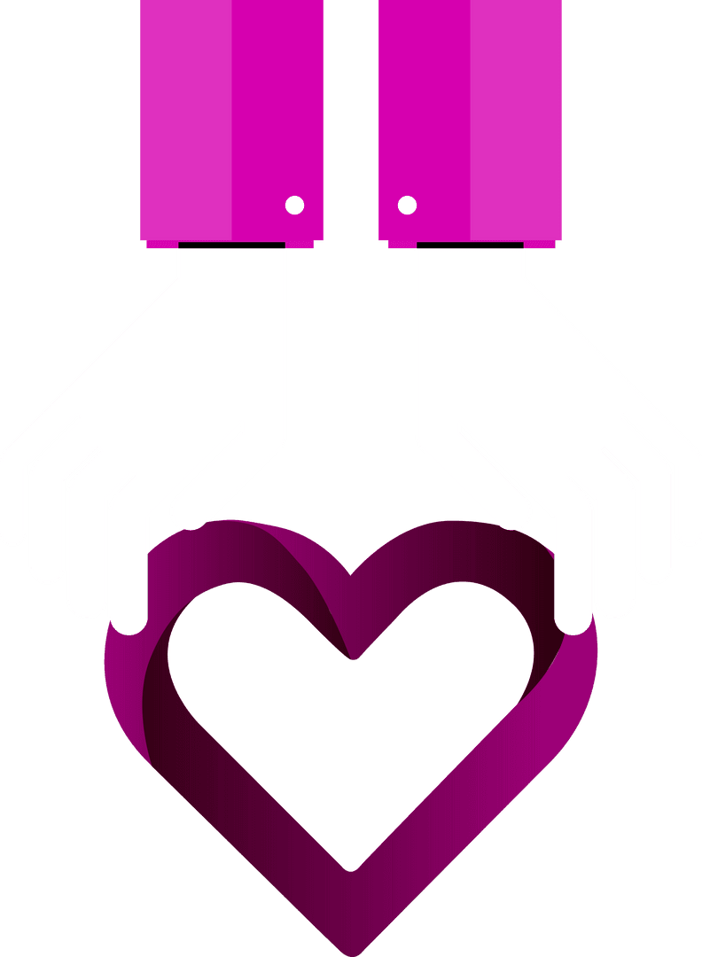 Transparent Hands Holding Purple Angular Heart Shape