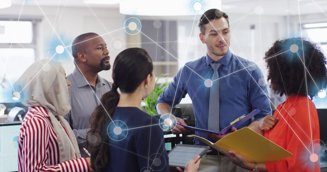 Diverse Business Team Analyzing Digital Connectivity and Data