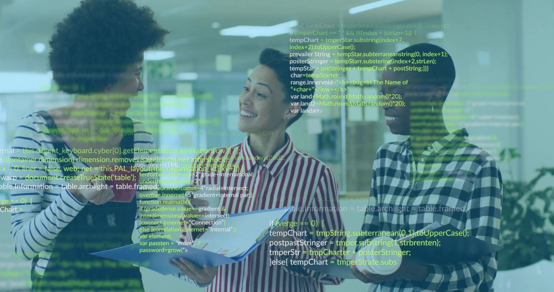 Diverse Team Collaborating with Technology and Innovation in Modern Office