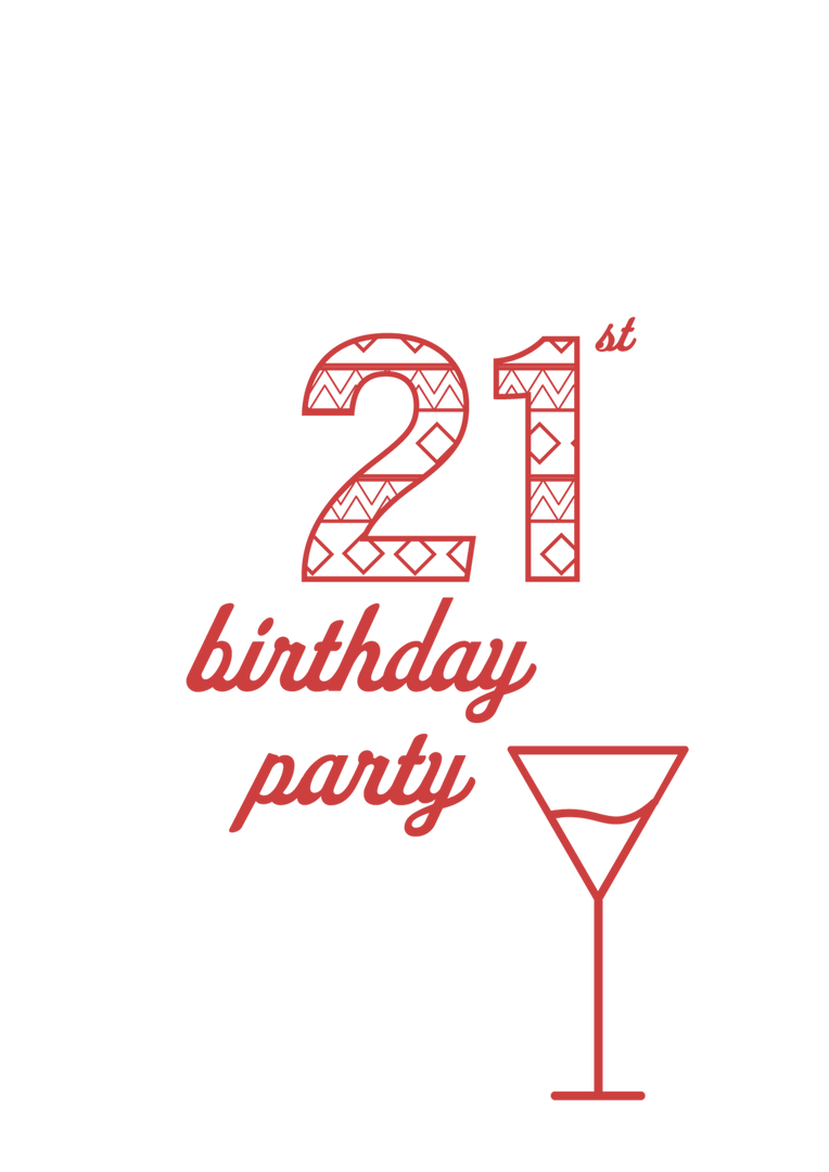 21st Birthday Party Patterned Text With Martini Glass Transparent Background - Download Free Stock Images Pikwizard.com