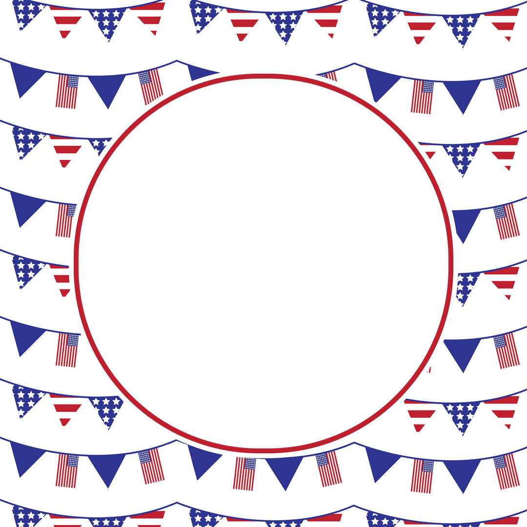 Circular Transparent Frame with American Patriotic Flags Design