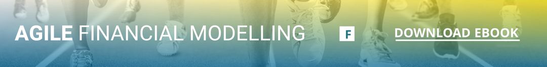 Agile financial modelling banner with running shoes in motion