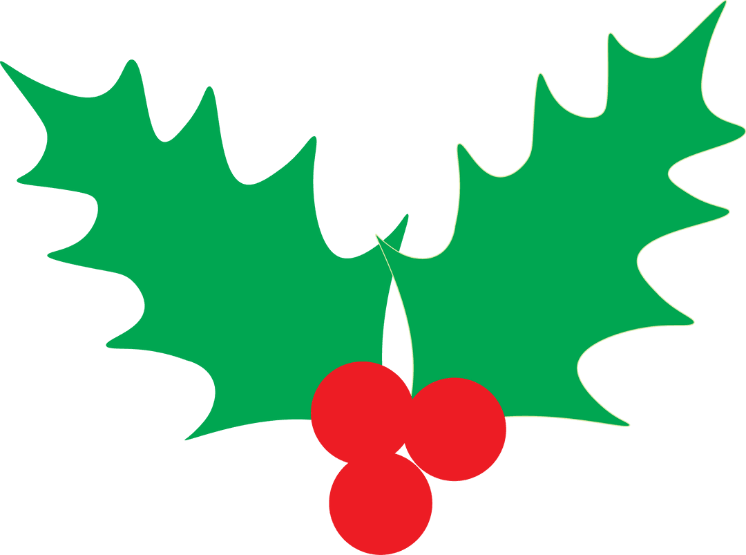 Festive Christmas Wreath Holly Branch on Transparent Background